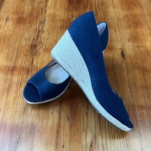 Bandolino Nuri Espadrille Sandal Wedge Navy Jute  Open Toe Women's‎ Size 8 New